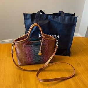 Brahmin Brown and Purple Leather Satchel